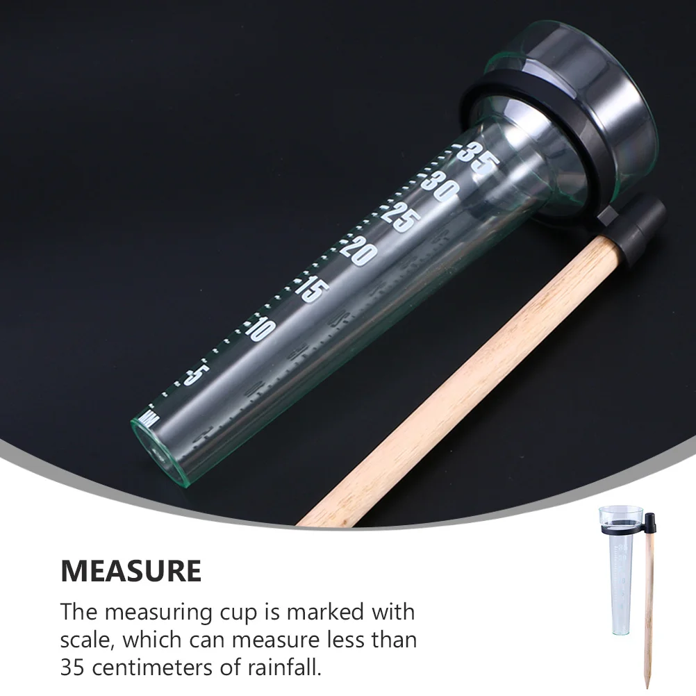 

Garden Outdoor Rainfall Gauge Plastic Measuring Cup 35Cm Scale Wooden Stick Rain Meter for Farming Meteorological Climate