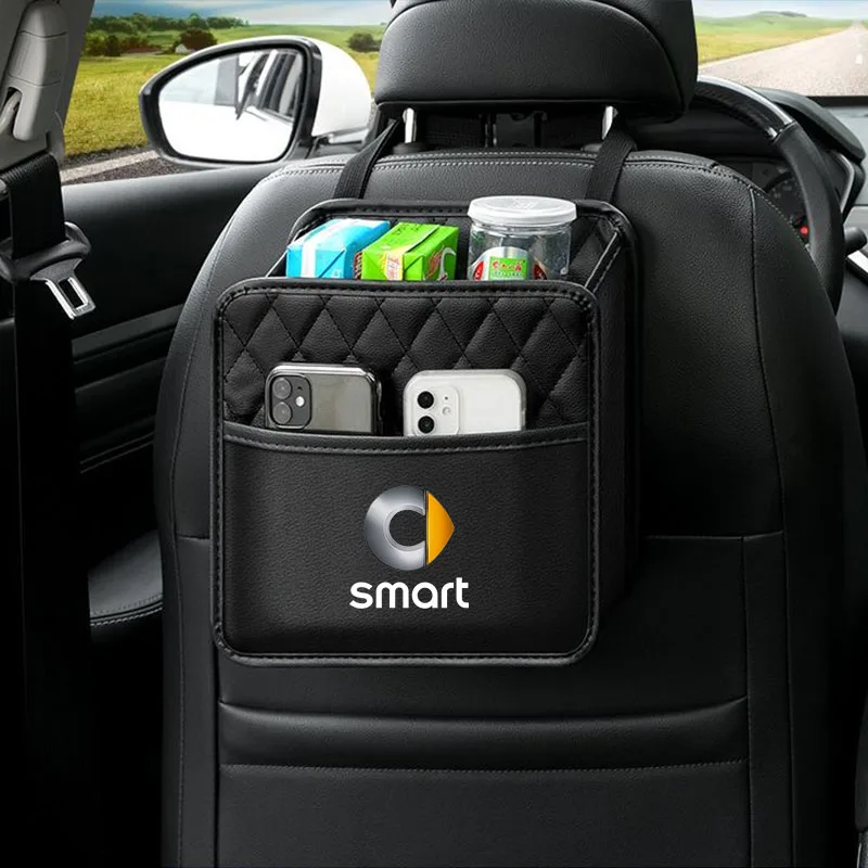 Car Storage Bag Hanging Seat Back Tissue Water Cup Holder For Mercedes Smart Fortwo Forfour 450 451 453 Accessories Storage Bag