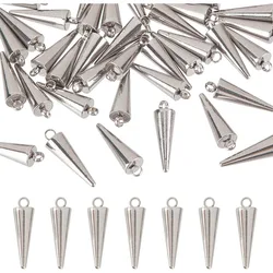 Spike Pattern Charms Stainless Steel Pendants Metal Cone Charms Pendants for DIY Necklaces Jewelry Making Accessory