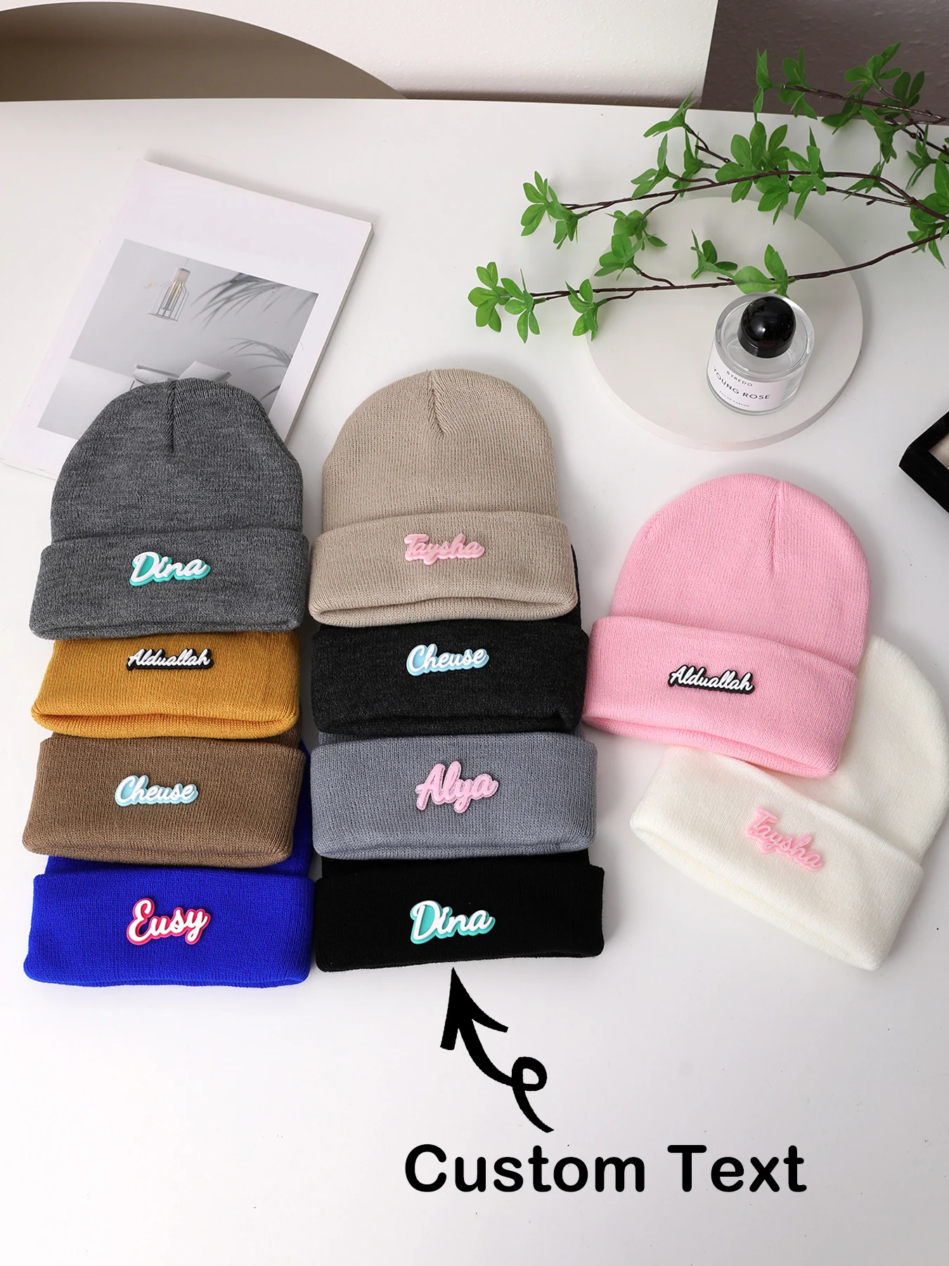 نص مخصص محبوك قبعة الشتاء قبعة علوية قبعة شخصية للرجال النساء الاطفال قبعة متماسكة عصرية دافئة #3