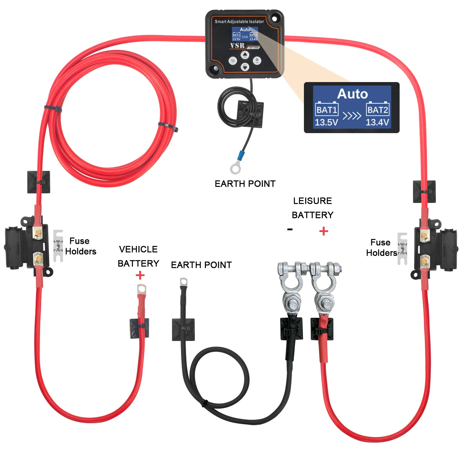 Adjustable Voltage Dual Battery Isolator 12V 140Amp VSR for Lithium & Lead-acid Battery