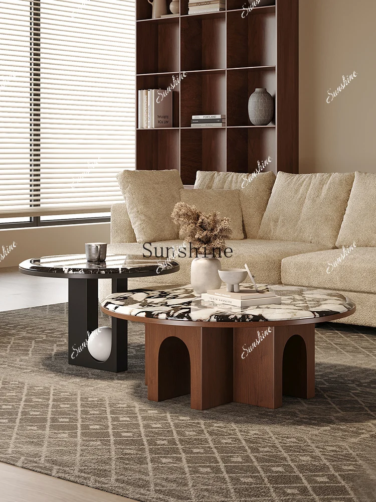 

Wabi Sand wind super crystal stone coffee table living room home retro round sofa side table FT