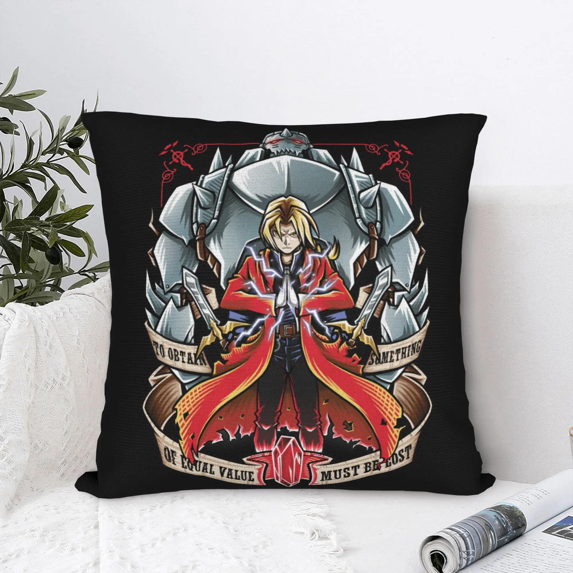 Brotherhood Fullmetal Alchemist Pillowcase Printing Polyester Cushion Cover Decorative  Throw Pillow Case Cover Car Zippered