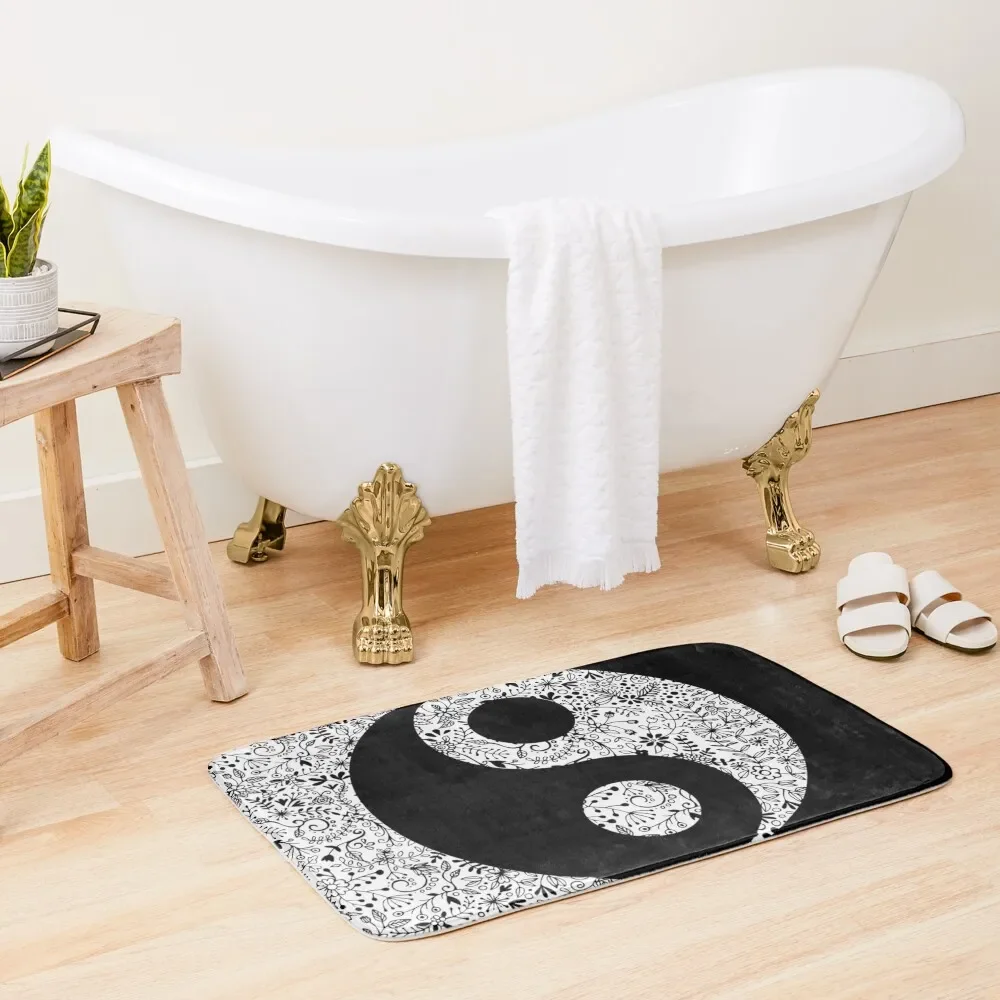 

Floral YinYang Bath Mat House Entrance Floor Toilet Carpet For Bath Mat