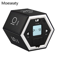 Hexagon Digital Clock Timer Magnetic Cubes Timer Kitchen Hexagon Flip Timer for Studying Cooking Magnetic Flip Focus-timer