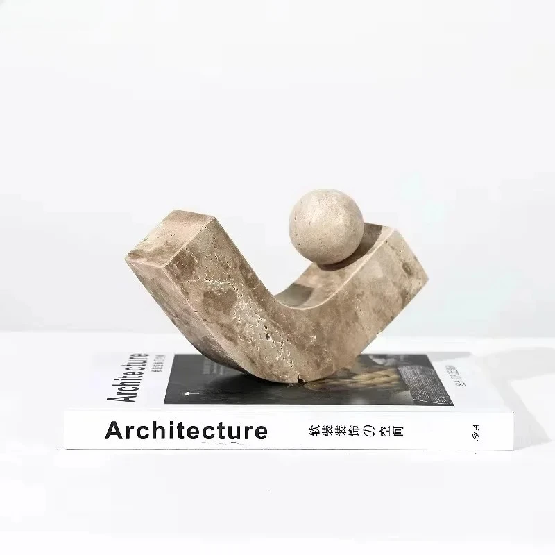 

Geometric Arc Natural Stone Resin Ornaments Modern Crafts Desk Decoration Creative Geometry Artwork Statue Room Aesthetics Decor