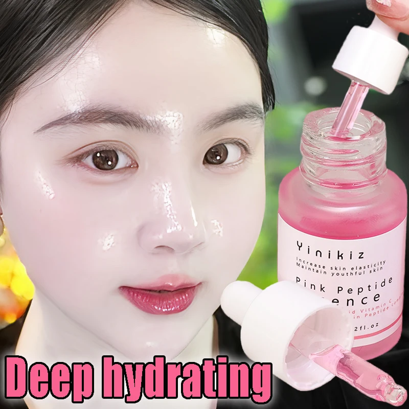 Rose Pink Peptide Moisturizing Facial Serum Deep Hydrating Brighten Repairing Skin Barrier Refreshing Easy To Absorb Face Serums