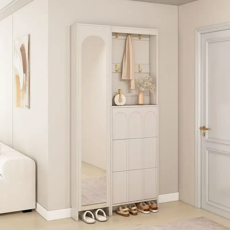 Ultra-thin shoe cabinet, practical and cost-effective storage cabinet for entryway and foyer, clothes rack, full-body