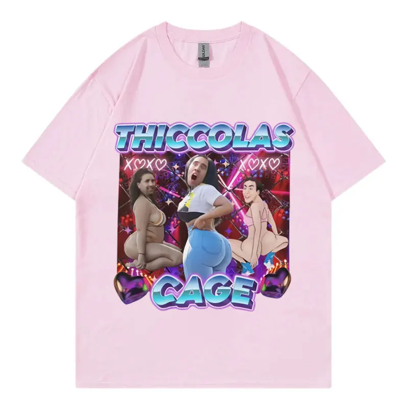 Thiccolas Cage Funny Meme T Shirt High Street Fashion Trend Short Sleeve T-shirt Men Women Clothing Harajuku Y2k Street T-shirts - Image 4