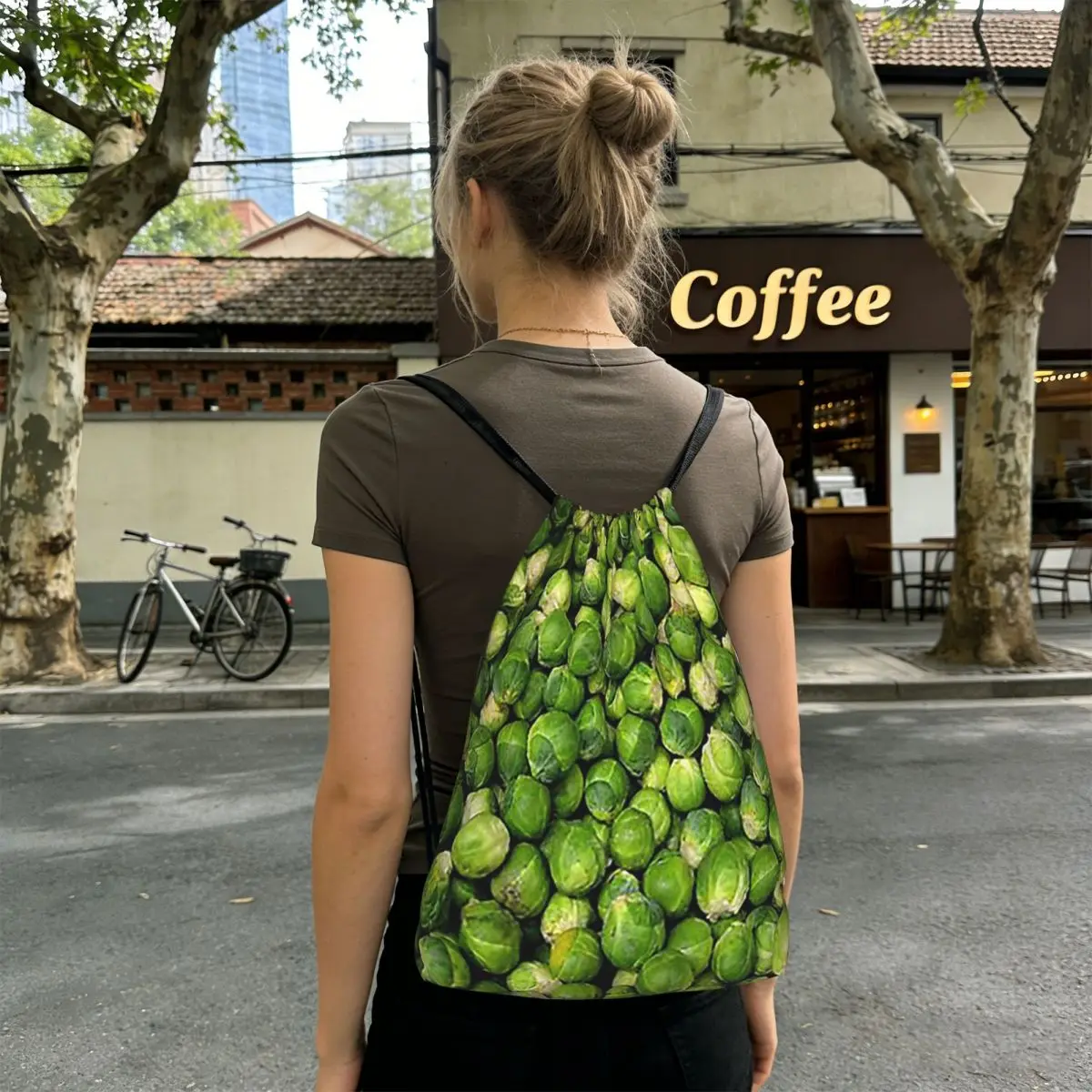 

Brussels Sprouts Novelty Backpacks Portable Drawstring Bags Sports Bag Book Bags for Travel School