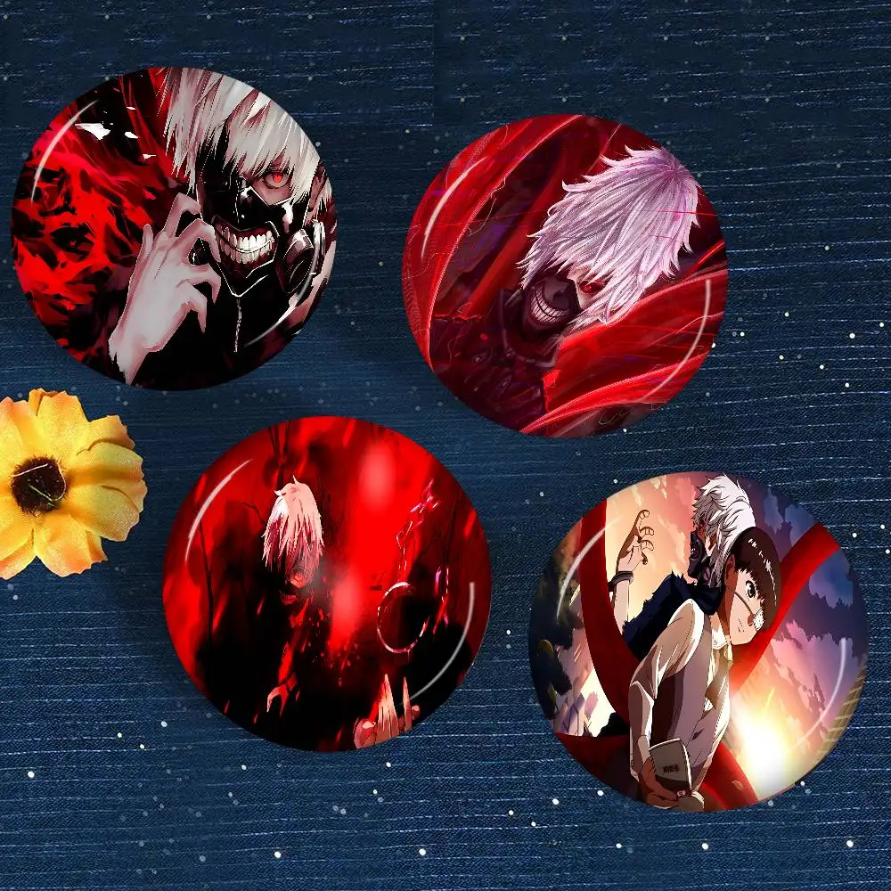 Anime Tokyo Ghoul Creative Pins Funny Faces Round Snap-in Brooch Badge Backpack Hat Accessories Jewelry Gifts