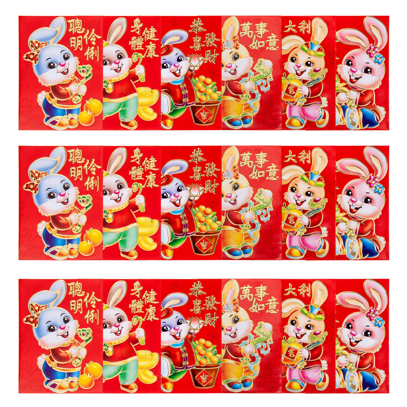 

120pcs 2023 Year of Rabbit Red Envelopes Bunny Pattern Paper Money Bags Festival Gifts New Year Decorative Lucky Packets
