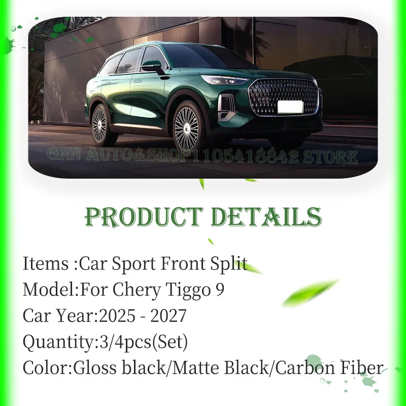 Car Front Bumper Split Lip For Chery Tiggo 9 2025 2026 2027 ABS Modification Splitter Bumper Reinforcement Decoration Auto Parts