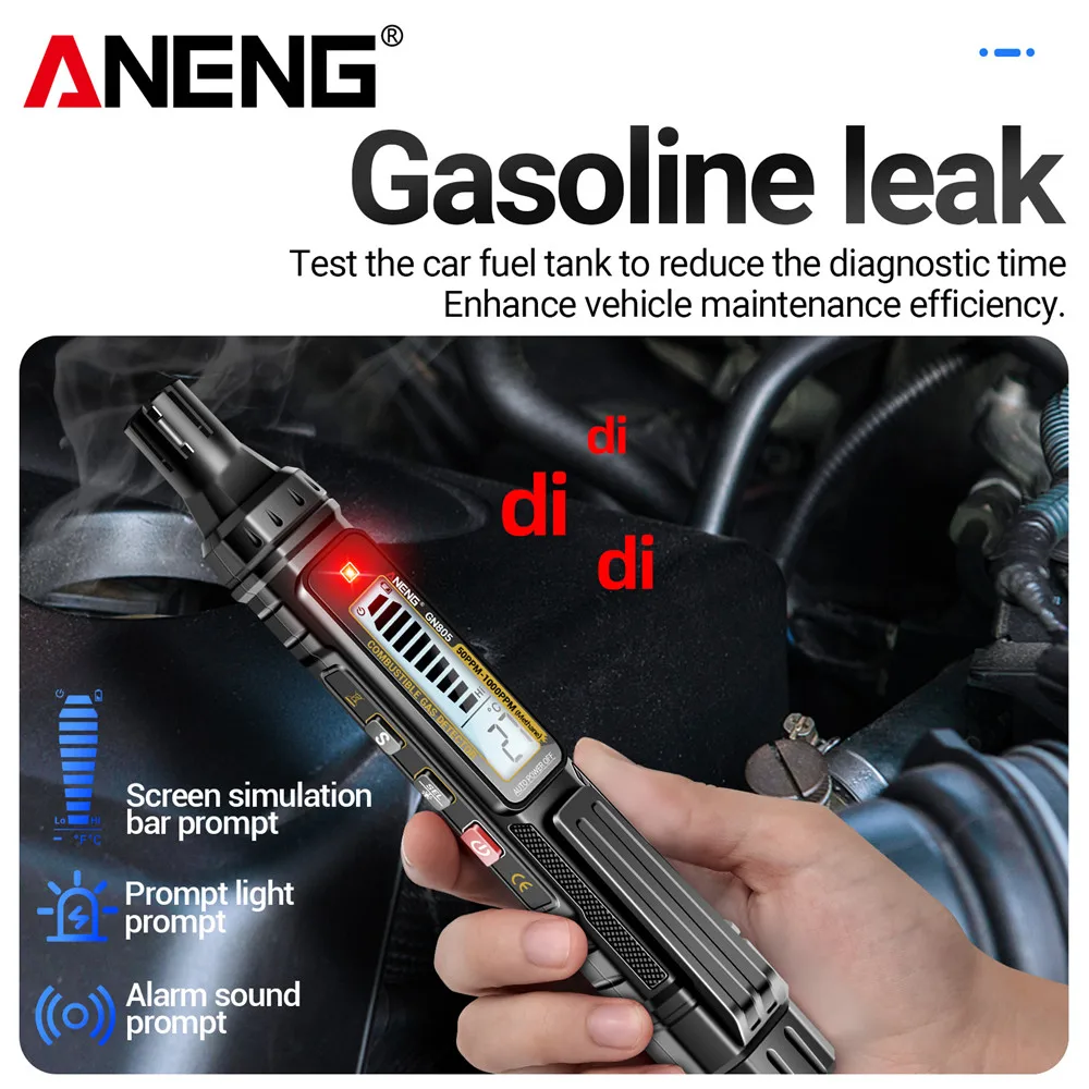 محلل كاشف الغاز القابل للاحتراق مقياس التسرب 50 ~ 10000PPM إنذار الصوت البيئي أدوات احترافية متعددة ANENG GN805 #3