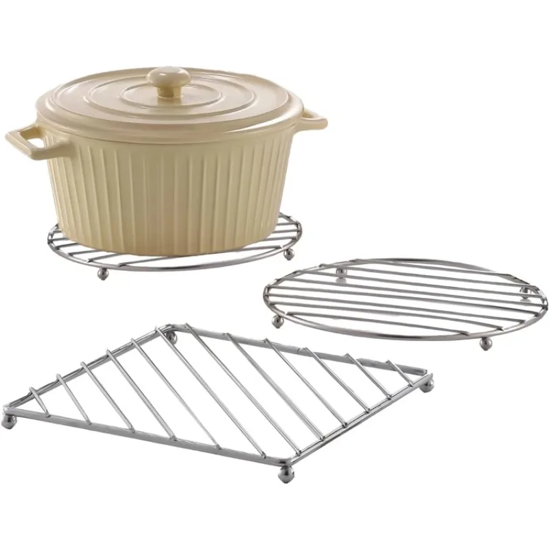 

Термоизоляционная подставка из нержавеющей стали для горячих кастрюль, сковородок, тарелок, мисок, коврик для кухонного стола, декор для обеденного стола