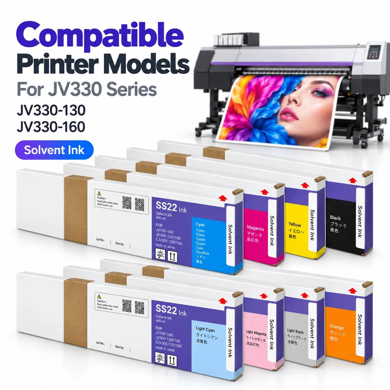 SS22 Compatible Eco-Solvent Ink Pack SS22 Ink Cartridges 440ml Eco Solvent Ink For Mimaki JV330-130 JV330-160 1000ML