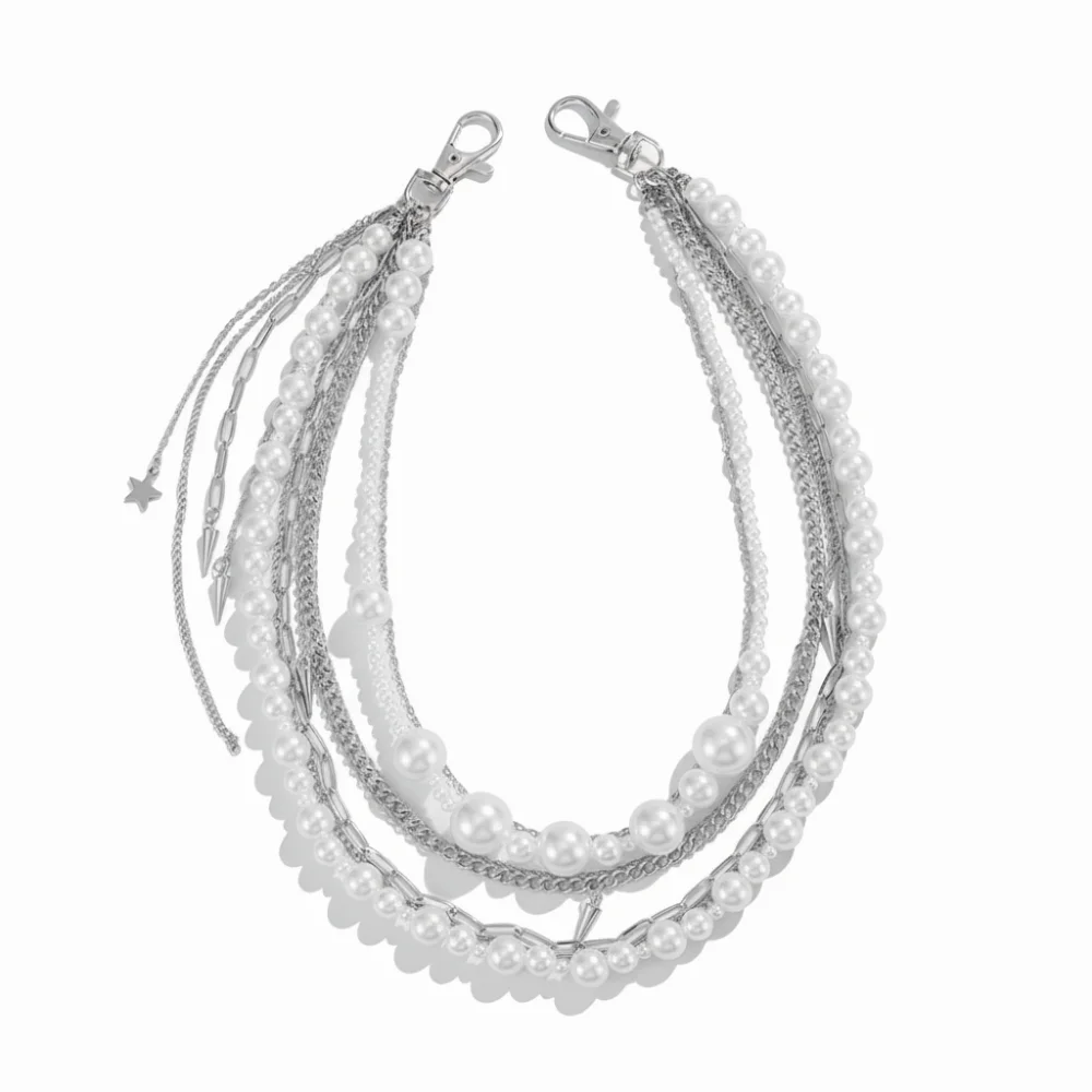 

Luxury Imitation Pearl Trousers Keychain Tassel Layered Pearl Metal Punk Chain Hip Hop Jewelry Accessories Waist Key Chain Gift