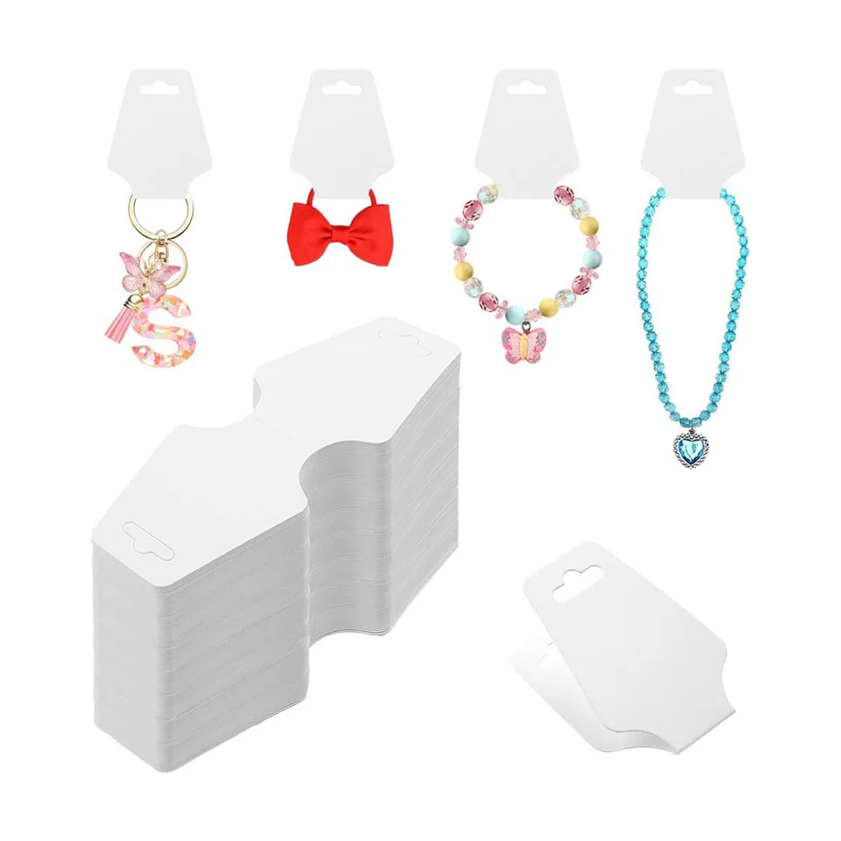 50pcs Foldable Blank Kraft Paper Card Necklace Bracelet Headband Hairband Display Jewelry Hanging Card Price Hang Tag Supplies