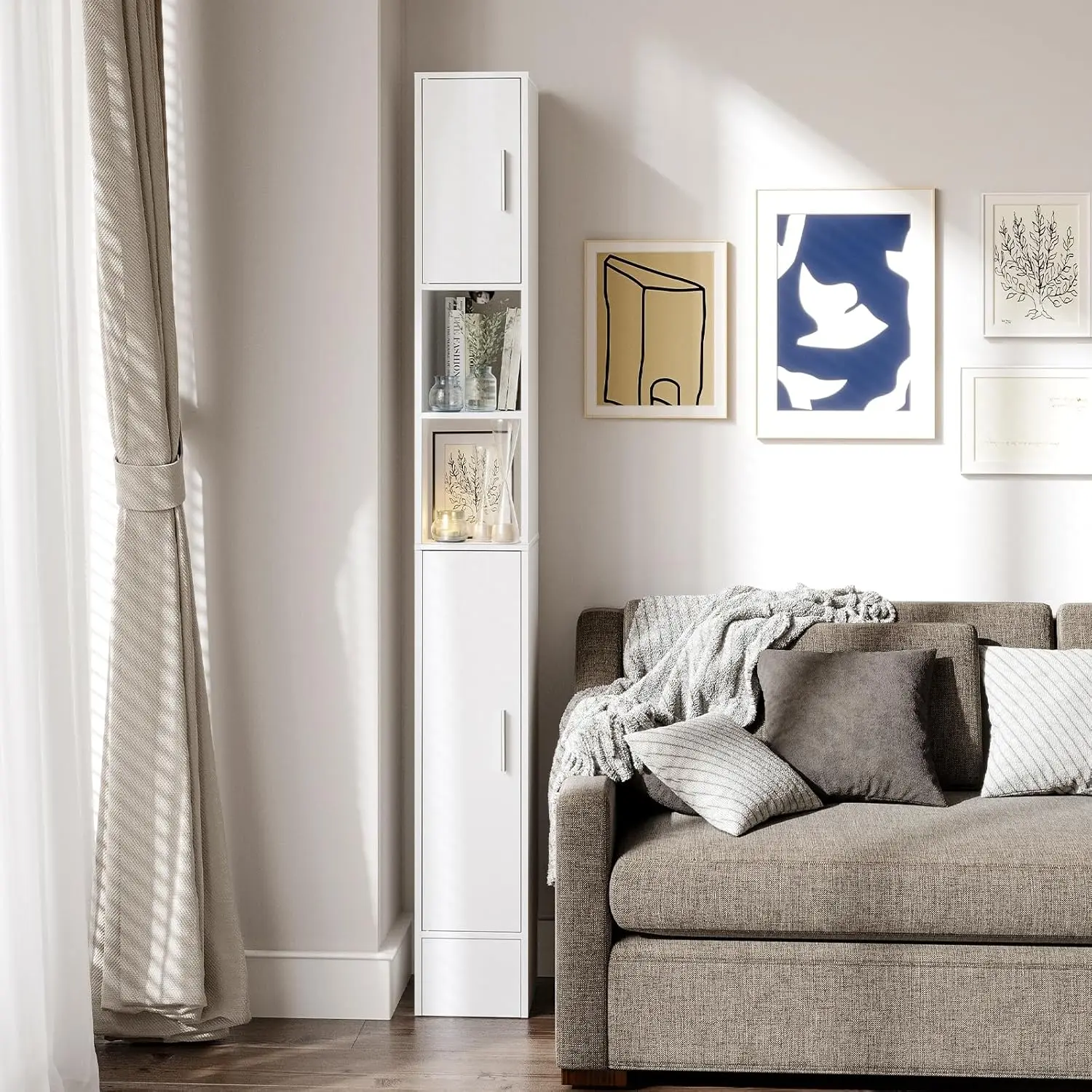 

Narrow Bathroom Storage Cabinet, 72' Tall Slim Bathroom Cabinet with 2 Doors & Adjustable Shelves, Skinny Freestanding Floor