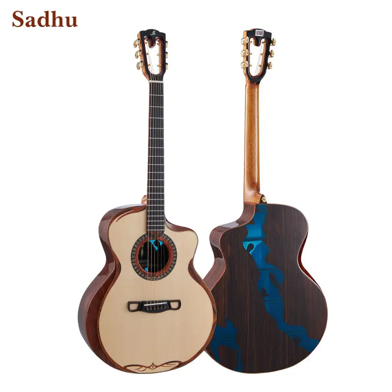 Merida 41inch Guitar Solid Spruce Deep Throat & Scar & Sadhu Series Solid Wood With Bag