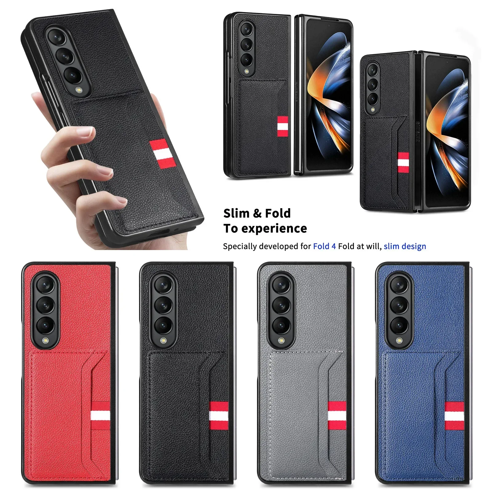 Étui Capa en cuir sans empreintes digitales pour Samsung Galaxy Z, possède 6, 5, 5G, possède 4, 3, 2, 2, 4, 3, fente pour carte