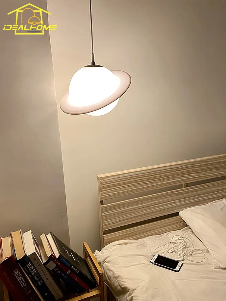 Romantic Planet Saturn Pendant Lights LED E27 Art Decorative Small Hanging Lamp Entrance Balcony Bedroom Children's Room Bedside