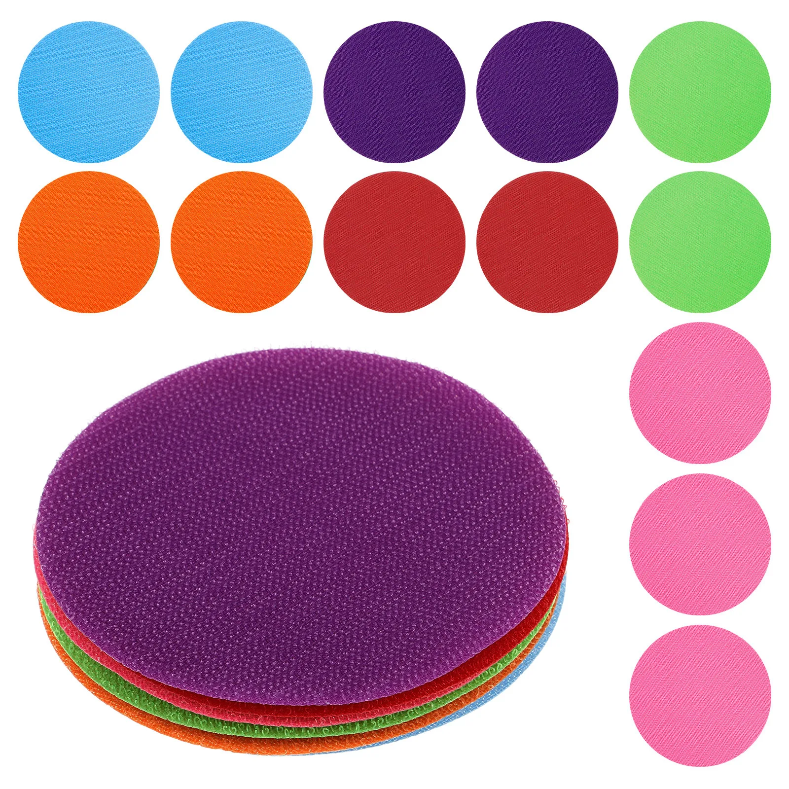 24Pcs 10Cm Colorful Round Carpet Spots Classroom Hook Loop Floor Spots for Kids Sitting Games Educational Activities