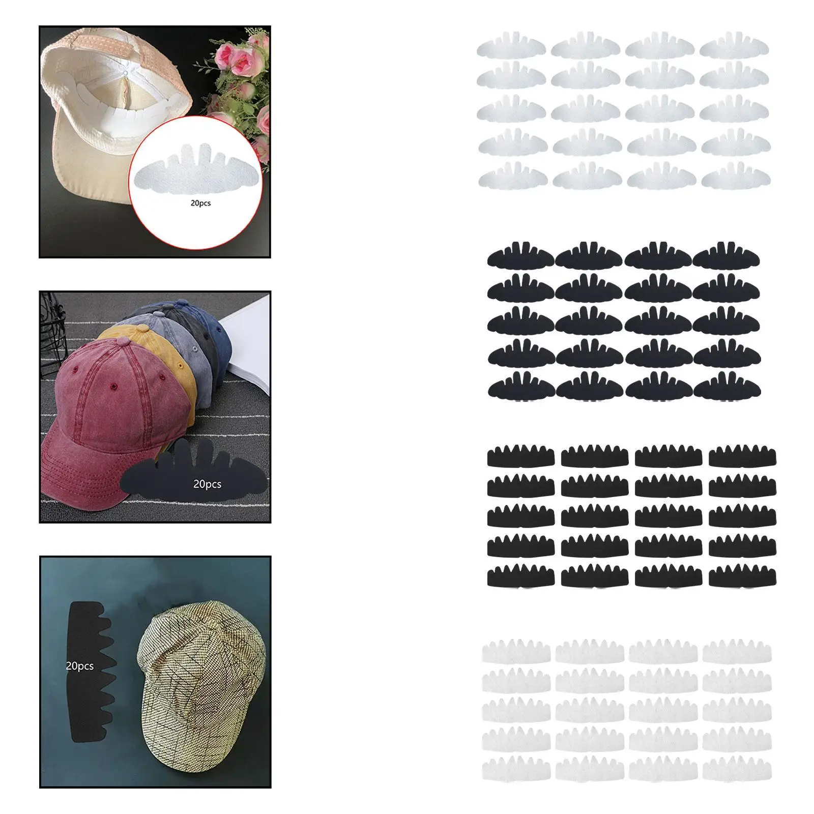 Baseball Cap Sweat Liners Non Woven Hat Pads Disposable Inserts for Outdoor Sports Sun Beach Caps