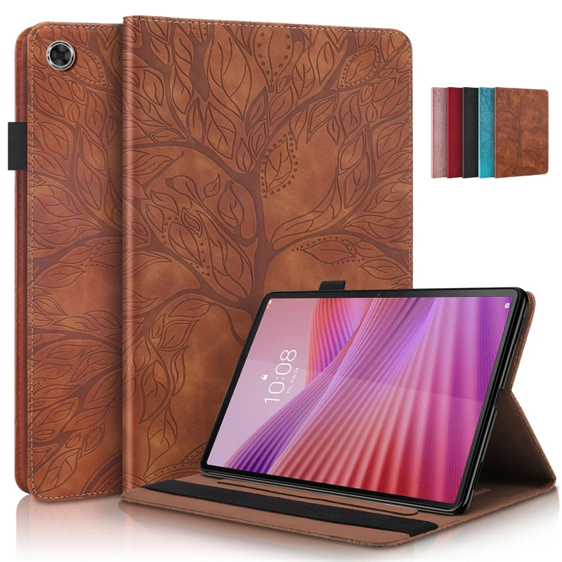 

Чехол-подставка для Lenovo Tab 10,1 2025, 10,1-дюймовый флип-кошелек с тиснением дерева, чехол-подставка для Coque Lenovo Tab tb311fu tb311xu