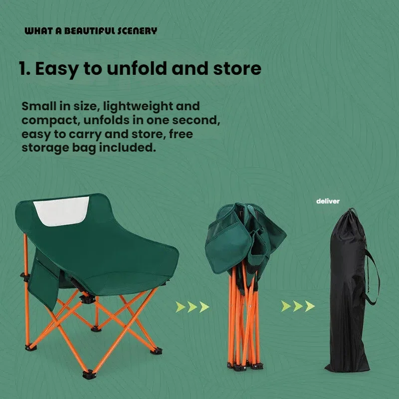 Outdoor Folding Chair Portable Field Stool Beach Chair Camping Lightweight Steel Frame Oxford Fabric Modern Design Chair