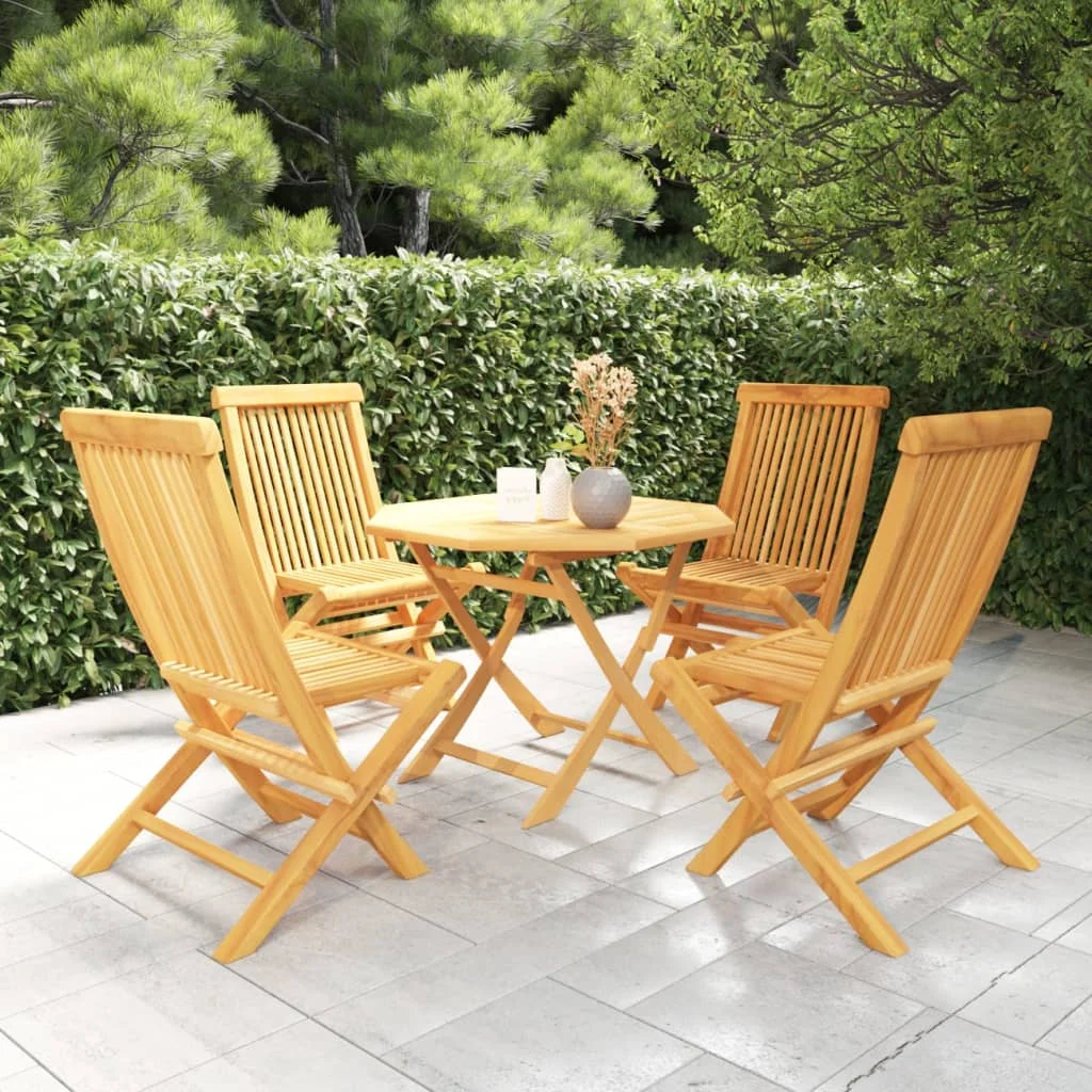 

5 Piece Patio Dining Set Solid Teak Wood K Outdoor Table and Chair Sets Outdoor Furniture Sets