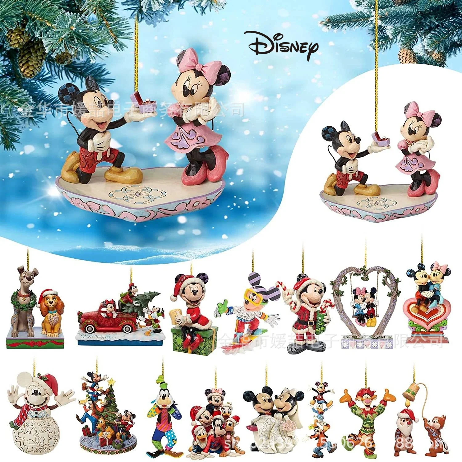 

Kawaii Disney Mickey Christmas Tree Decoration Flat Pendant Cartoon Anime Figures Minnie Daisy Donald Duck Acrylic Xmas Gifts