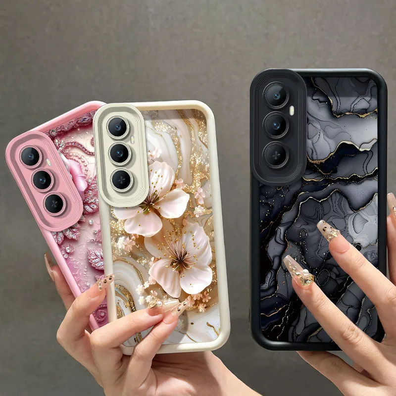 Phone Case For Realme C65 4G New Beautiful Snowflake Butterfly Pattern Soft Anti-scratch Case Camera Full Cover Shell