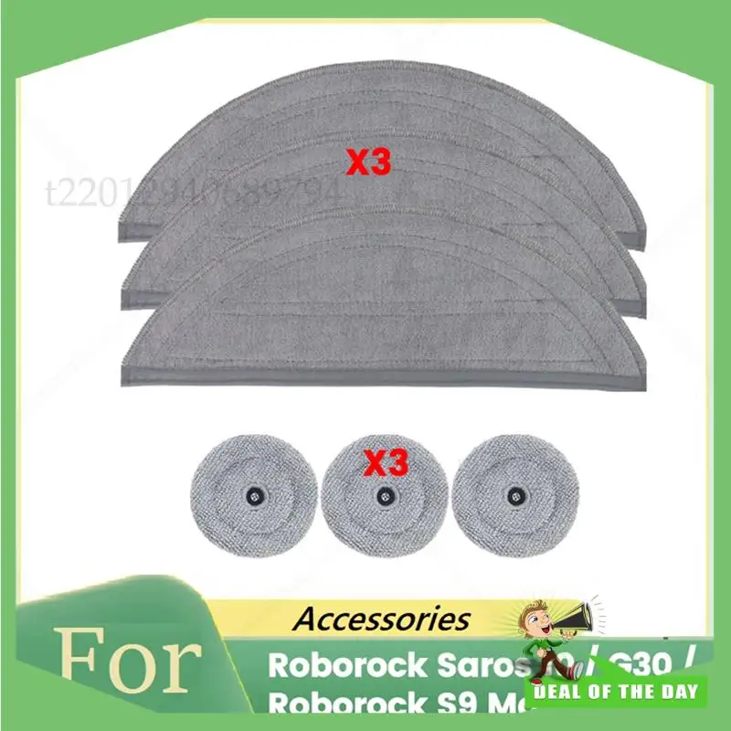 -ABPO 6PCS Mopp Pads Ersatz Für Roborock Saros 10 / G30 / Roborock S9 Maxv Ultra Staubsauger Teile waschbar Wischen Pad
