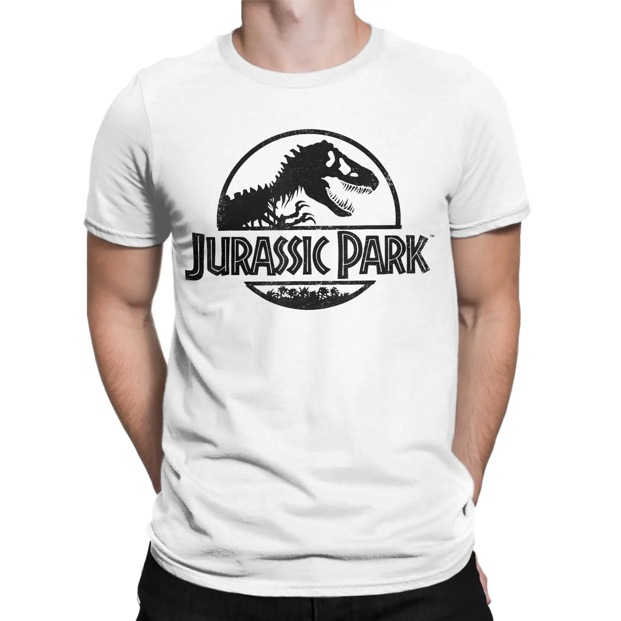 Camiseta Harajuku de verano de Jurassic Park, camisetas básicas con Logo de plantilla negra, camisetas novedosas de algodón puro para pareja, camisetas superiores Y2K