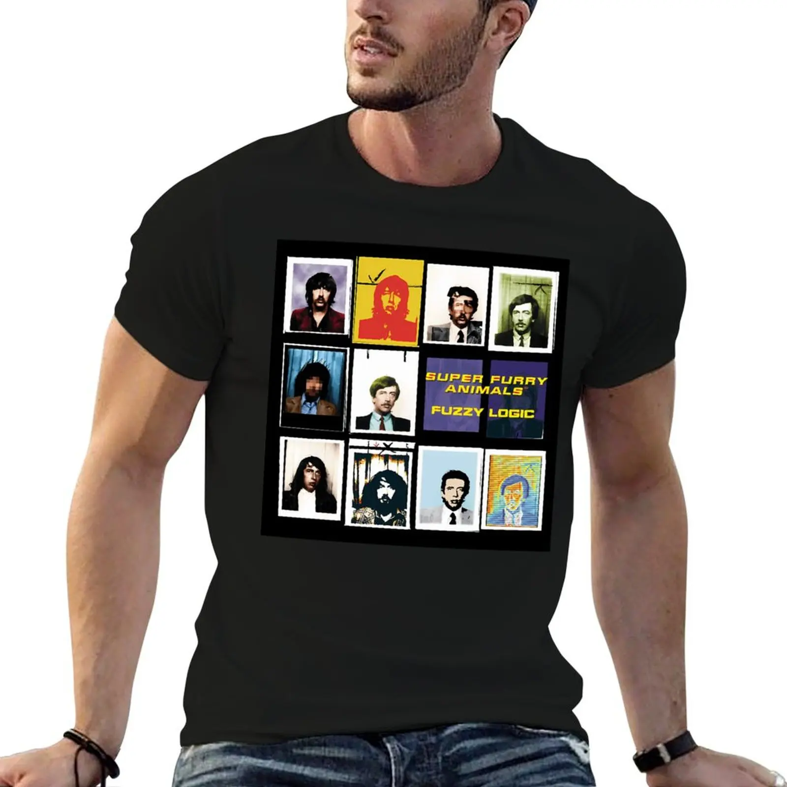 Camiseta Super Furry Animals Fuzzy Logic para homem, camiseta gráfica engraçada para homem, camiseta casual para homens