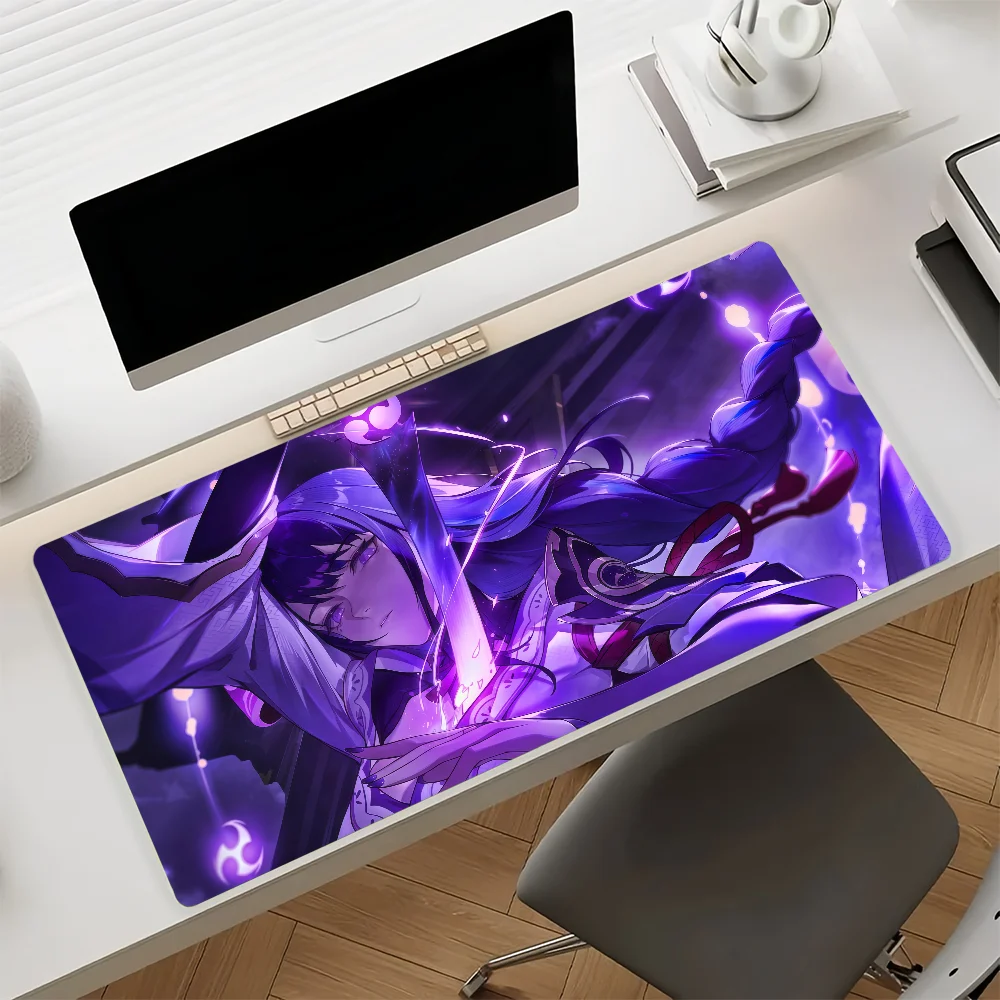 Genshin Impact Raiden Shogun Mouse Pad Non-slip Rubber Gamer Balance Computer Mat Decoracion Deskmat Laptop Office Large view 6