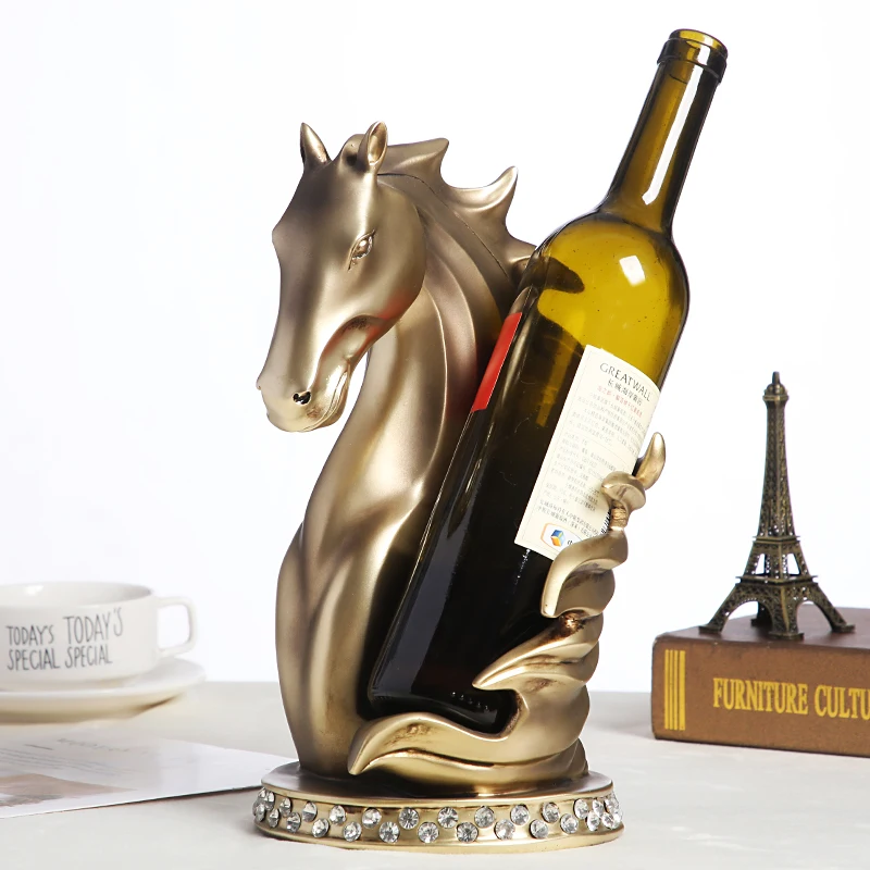 

Abstract Horse Wine Bottle Holder Ornamental Resin Charger Sculpture Rack Barware Craft Decor Kitchen Art Pub Supplies