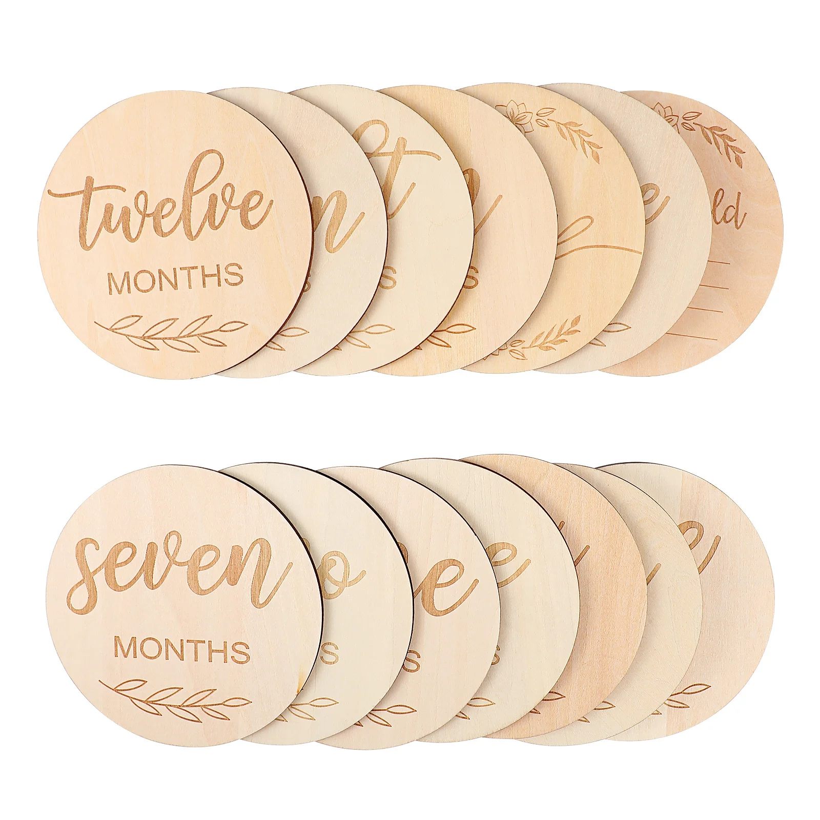 1Set Wooden Baby Cards Natural Growth Tracking Photography Props for Newborn Monthly Recording Keepsakes