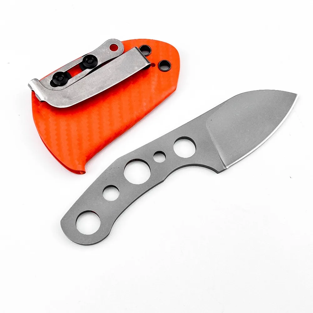 Image of GMF1 Kleines Tragbares Halsmesser 8Cr13Mov Griff 8Cr13Mov Klinge Orange Kydex Scheide Outdoor EDC Mini Feststehende Klinge Messer