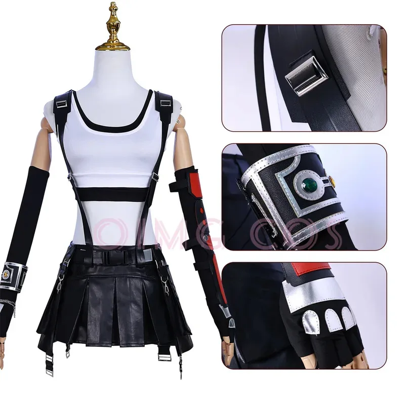Disfraz de Tifa Lockhart, uniforme de carnaval, peluca, disfraces de Halloween de Anime, juego para mujer