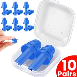 10/5/1Pair Soft Silicone Waterproof Earplugs Noise Cancelling Reusable Ear Plug for Sleeping Snoring Studying with Protector Box