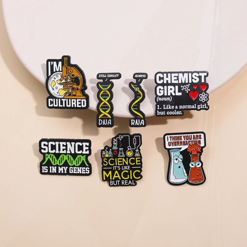 IS IN MY GENES Pines Lapel Badges Funny Jewelry Gift for Friends Chemical Structure Enamel  Brooch Custom SCIENCE