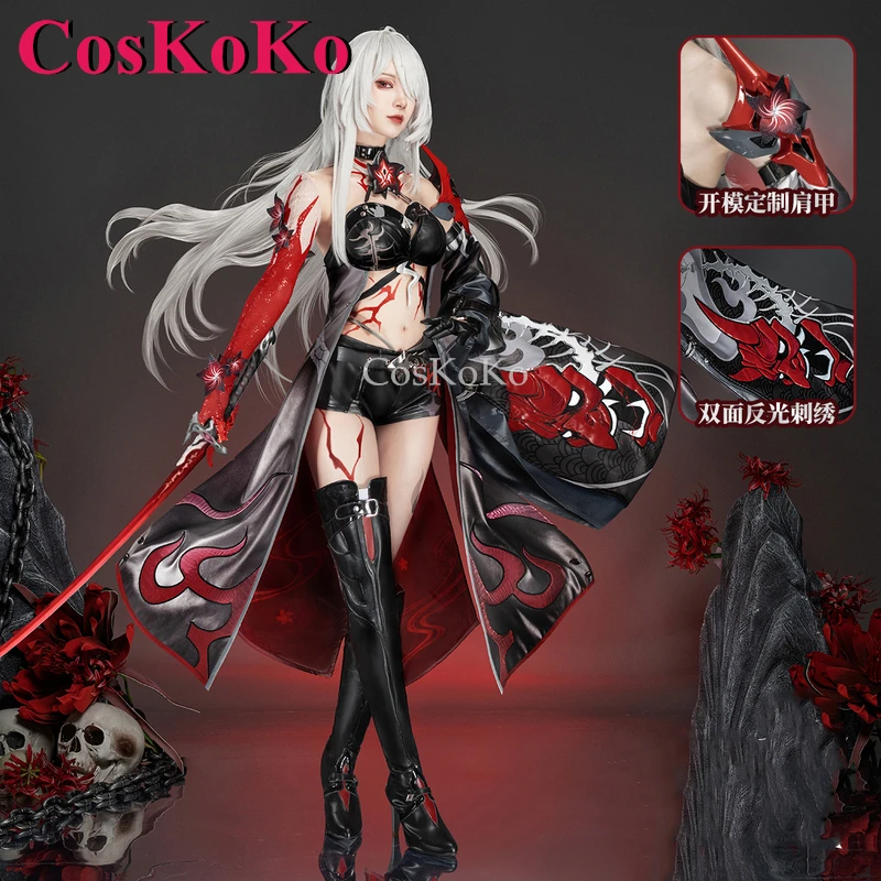 

CosKoKo Acheron Cosplay Game Honkai: Star Rail Costume Dimorphism Gorgeous Red Battle Uniform Halloween Party Role Play Clothing