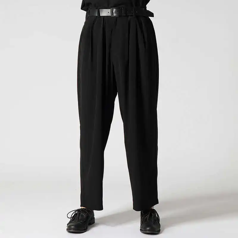 

YOJI OOAK triacetate blend side fabric striped casual pants Solid color baggy all-in-one men's pants chic
