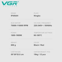 VGR مجفف شعر احترافي ضبط الساخن والبارد 110000 دورة/دقيقة مجفف النفخ محرك بدون فرشاة تصفيف الشعر مجفف النفخ الماكينة V-401 V-640 HD 4