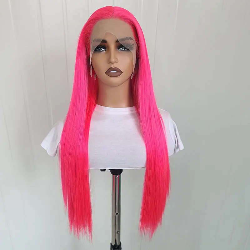 Red Pink Straight Hair Wig Synthetic 13x4 Lace Front Wigs High Quality Heat Resistant Fiber Natural Hairline For Women Cosplay