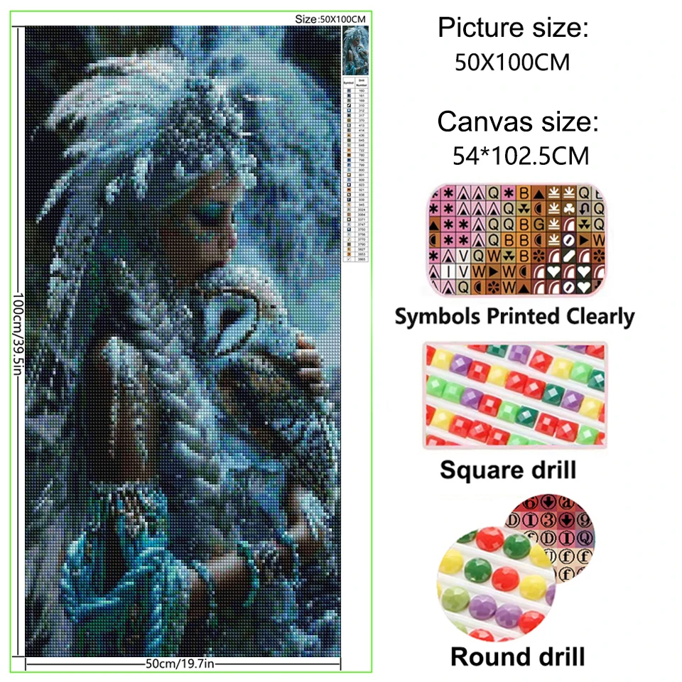 Lion And Girl DIY Full Diamond art Paintings Fantasy Fairy Cross Stitch Kits Tribe Woman New 2025 Mosaic Diamond Embroidery Sale