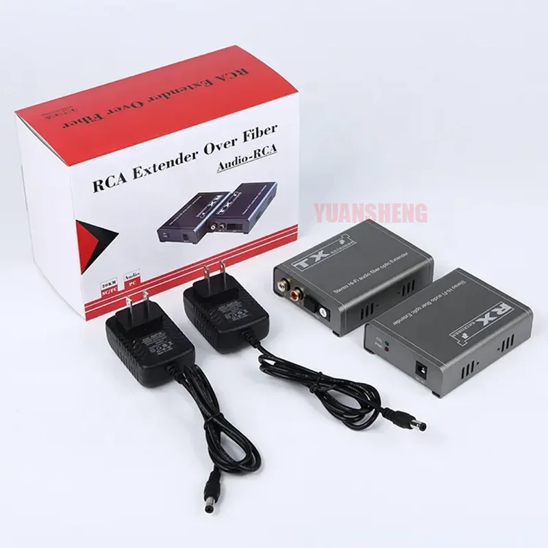 

RCA Audio Fiber Optical Extender 20Km over SC fiber cable Cable Broadcast Grade RCA Fiber Extension Transceiver for TV System