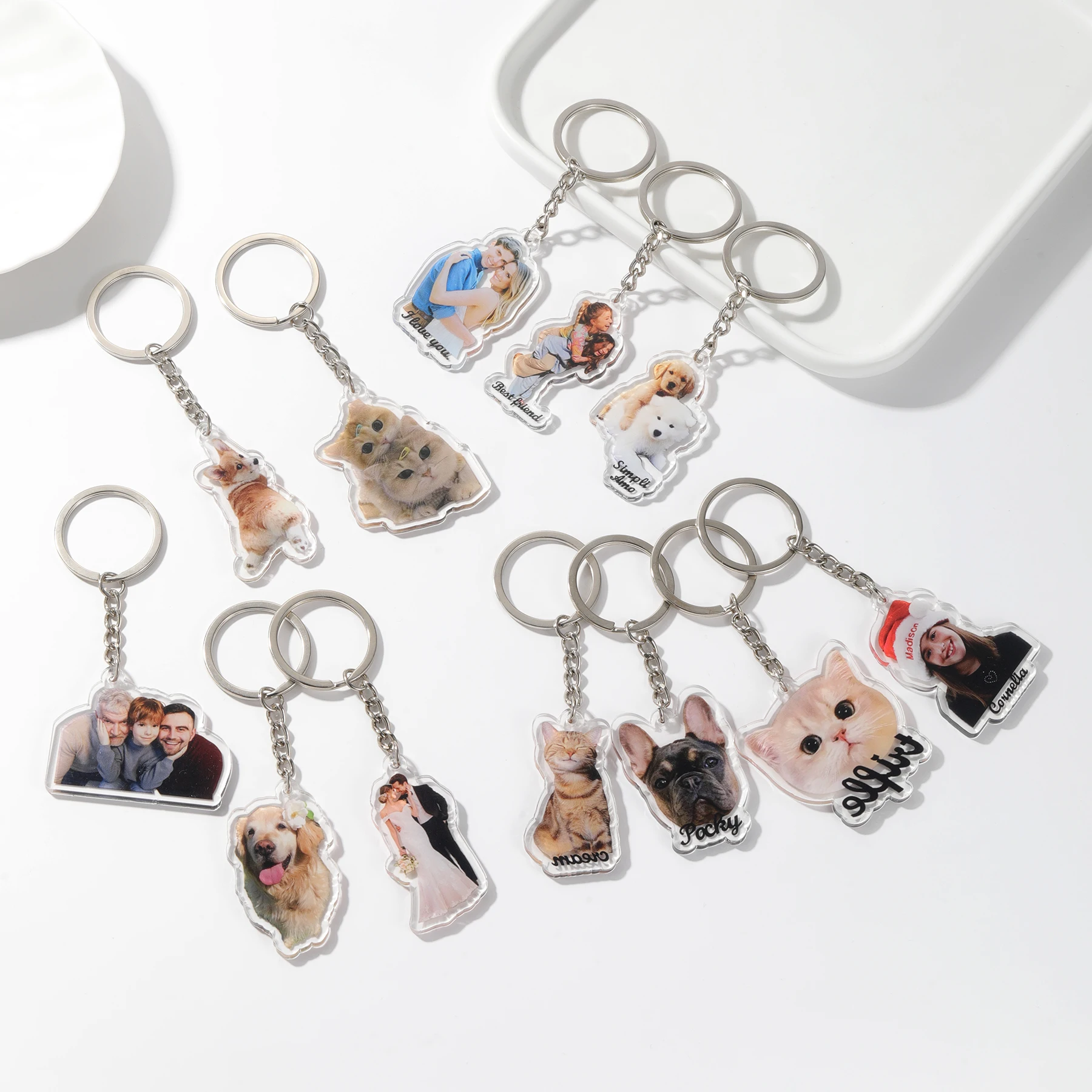 Customized Family Picture Acrylic key Chain Portrait KeyChain Personalized Photo Jewelry Backpack Pendants Keychain for Bags
